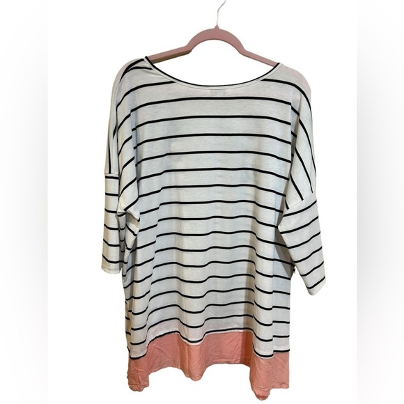 Umgee black white striped dropped shoulder top women’s size XL - Picture 5 of 5